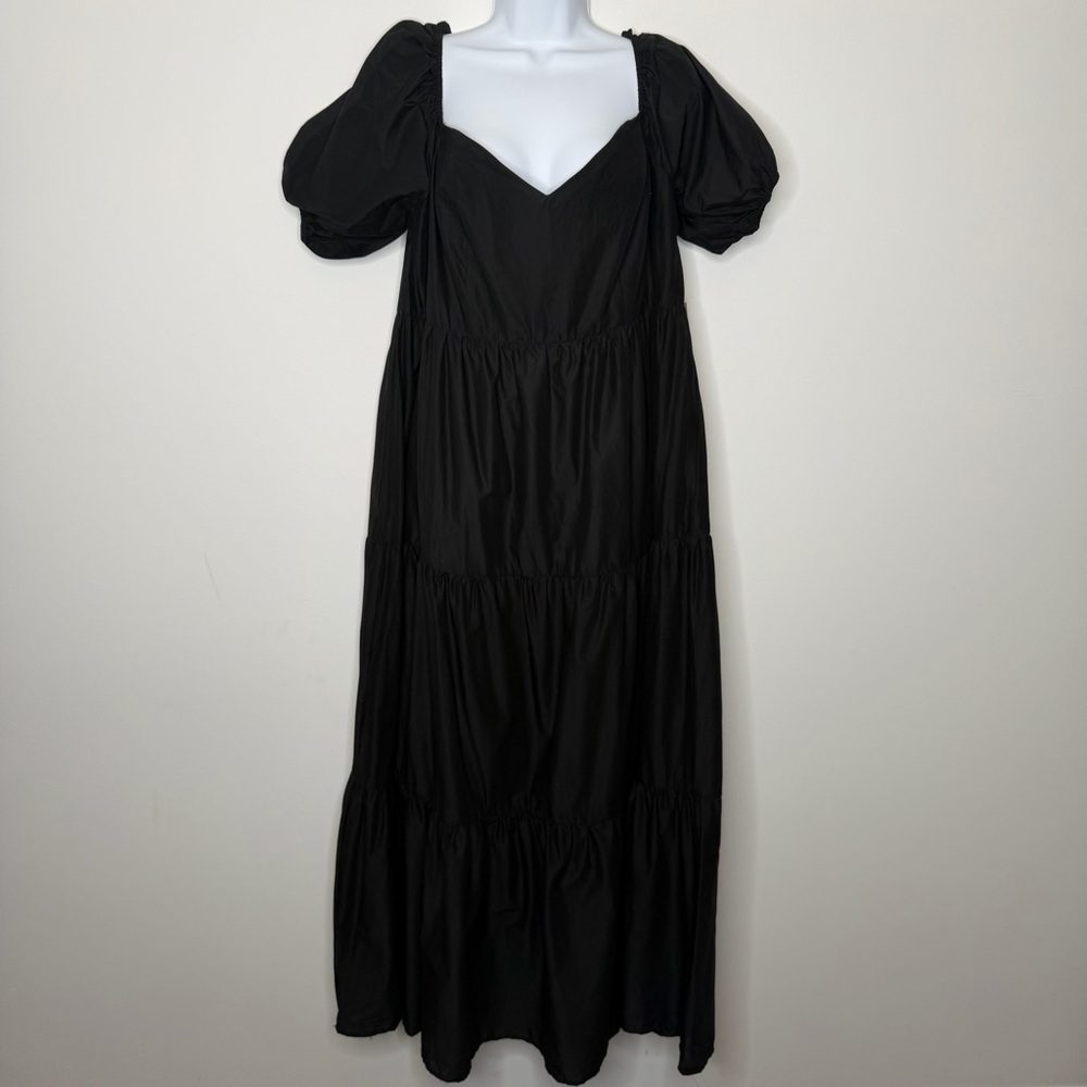 Eloquii Black Puff Sleeve Tiered Maxi Dress - Picture 2 of 12